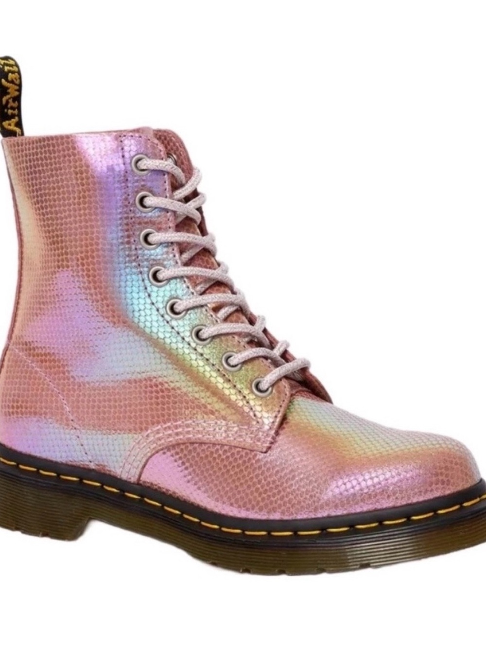 Dr. Martens 1460 Pascal Pink Iridescent Mermaid Scale Boots US 8 EU 39 NWOB